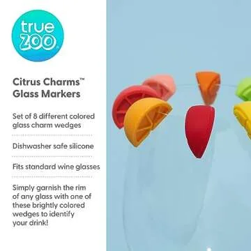TrueZoo Silicone Drink Charms, Identifier for Drinks, Cocktails, Dinner, Birthday, Wedding, Bachelor...