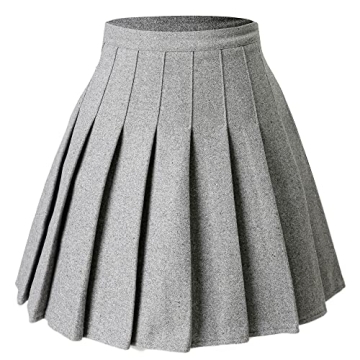 Hoerev Women Girls Thick Wool Fabric for Cold Weather Versatile Plaid Pleated Skirt with Shorts,2,Li...