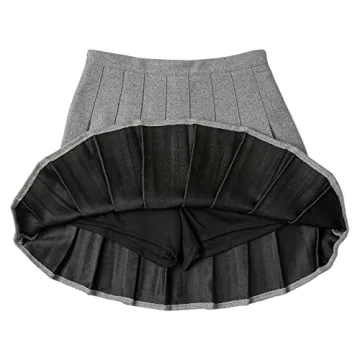 Hoerev Women Girls Thick Wool Pleated Skirt with Shorts