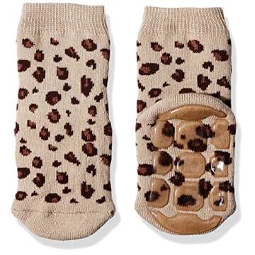 Country Kids Unisex Baby Non Skid Slipper Socks - Cozy Cotton Terry Leopards