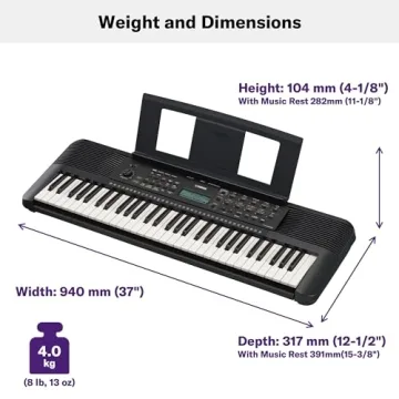 Yamaha PSR-E283 61-Key Beginner Keyboard with Music Rest