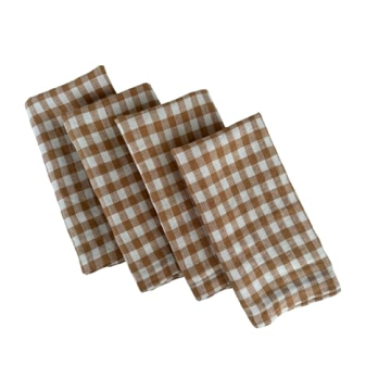 Elegant Stonewashed French Linen Napkins Set of 4