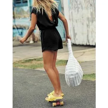 Xiaoxuemeng Womens Open Back Rompers Casual Loose Fit Workout Shortsie One Piece Active Tracksuits Sweatsuits (Black-M)