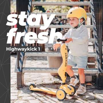 Scoot & Ride 2-in-1 Ride-On & Stand Kids Scooter, Ages 1 to 5, Highwaykick 1, Lemon