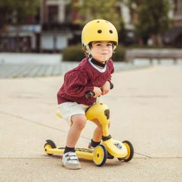 Scoot & Ride 2-in-1 Ride-On & Stand Kids Scooter, Ages 1 to 5, Highwaykick 1, Lemon