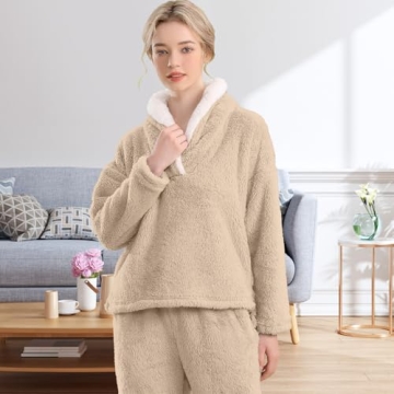 Soft Cozy BOSECETA Fluffy Pajamas Set for Women