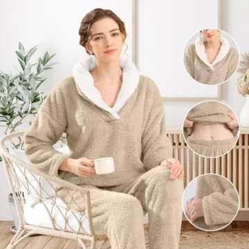 Soft Cozy BOSECETA Fluffy Pajamas Set for Women