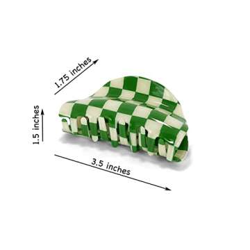 Two Oh One Checkered Hair Clip Claw Acrylic Strong Hold Women's Accessory for all Hair Type, Black