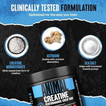 Animal Creatine Chews - Enhanced Creatine Monohydrate Chewable Tablets with AstraGin & Sea Salt, Max Absorption, Pre Post-Workout Support, Muscle Pump, Strength & Recovery for Men & Women, Fruit Punch