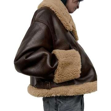 LY VAREY LIN Women Faux Leather Jacket with Faux Fur Lining Warm Winter Biker Coat