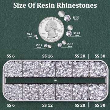 Resin Rhinestones for Crafting with B7000 Jewelry Glue, 1 Box Clear Flatback Crystals with 3Pcs 10ml...
