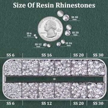 Resin Rhinestones for Crafting with B7000 Jewelry Glue, 1 Box Clear Flatback Crystals with 3Pcs 10ml...