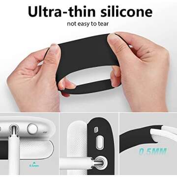 AIIEKZ Case Cover for AirPods Max,Anti-Scratch Soft Silicone with Gold Heart Pattern Ear Cups Case Cover/Ear Pad Cover/Headband Cover for Apple Airpod Max Headphones (Black)