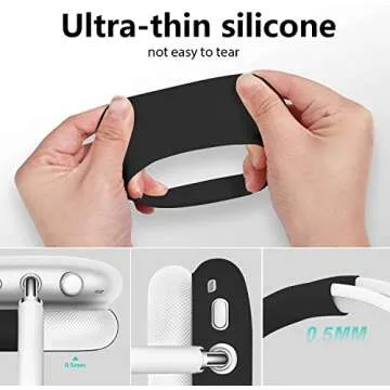 AIIEKZ Case Cover for AirPods Max,Anti-Scratch Soft Silicone with Gold Heart Pattern Ear Cups Case Cover/Ear Pad Cover/Headband Cover for Apple Airpod Max Headphones (Black)