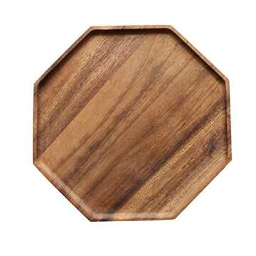 Set of 2 Acacia Wood Charcuterie Boards Round Wooden Serving Tray Fruit Platter Decor Trays Serving Ware Food Dish Serving Platters Cheese Board Square Party Trays Charger Plate Hosting Essentials