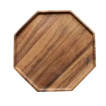 Set of 2 Acacia Wood Charcuterie Boards Round Wooden Serving Tray Fruit Platter Decor Trays Serving Ware Food Dish Serving Platters Cheese Board Square Party Trays Charger Plate Hosting Essentials