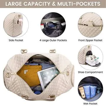 LOVEVOOK Travel Duffle Bag, Weekender Bag for Women with Toiletry Bag, Carry on Overnight Bag with Shoe Compartment, Gym Duffel Bag with Wet Pocket, Mommy Hospital Bags for Labor and Delivery