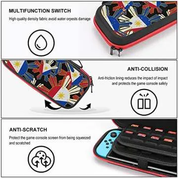 Filipino Flag Carrying Storage Cases for Nintendo Switch Protective Portable Hard Shell Pouch Carrying Travel Game Bag