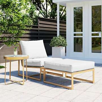 Elle Decor Modern Mirabelle Outdoor Patio Modular Furniture Collection, White or Gold Frame, Side Ta...