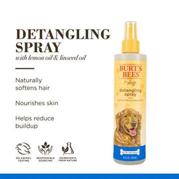 Burt's Bees for Pets Dogs Natural Detangling Spray With Lemon and Linseed | Dog and Puppy Fur Detangler, 10 Ounces (FF5777)