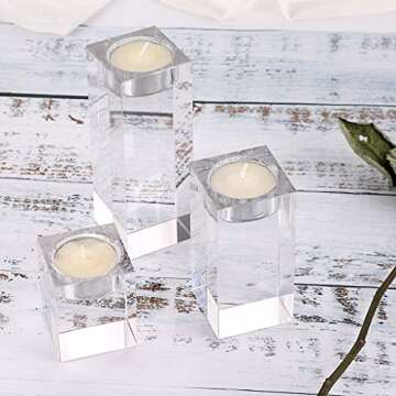 Elegant OwnMy Crystal Candle Holders Set of 3 for Any Occasion