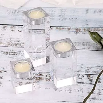 Elegant OwnMy Crystal Candle Holders Set of 3 for Any Occasion