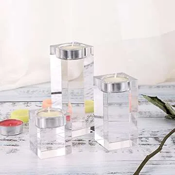 Elegant OwnMy Crystal Candle Holders Set of 3 for Any Occasion