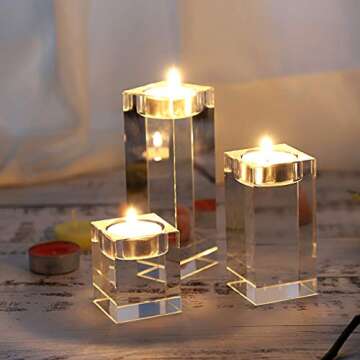 Elegant OwnMy Crystal Candle Holders Set of 3 for Any Occasion