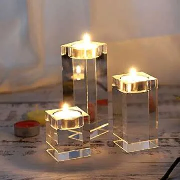 Elegant OwnMy Crystal Candle Holders Set of 3 for Any Occasion