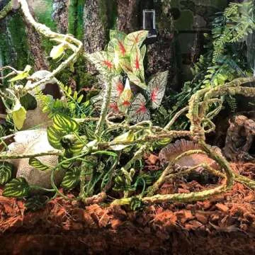 HERCOCCI Reptile Vines, Flexible Jungle Climbing Vines Terrarium Plastic Plants and Leaves Tank Accessories Decor for Gecko Snake Lizard Bearded Dragon Hermit Crab Frog