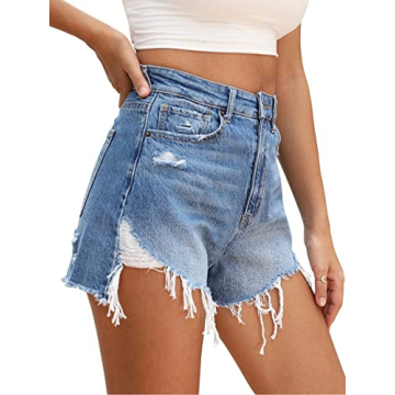 OFLUCK High-Waisted Women’s Shorts - Summer Ready! 100% Cotton Denim