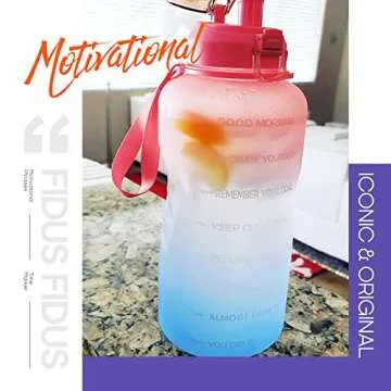 Fidus Large 1 Gallon/128oz Motivational Water Bottle with Time Marker & Straw,Leakproof Tritan BPA Free Water Jug,Ensure You Drink Enough Water Daily for Fitness-Pink/Blue Gradient