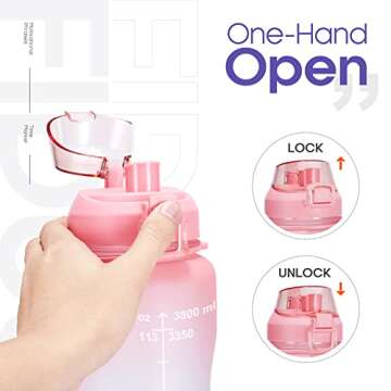 Fidus Large 1 Gallon/128oz Motivational Water Bottle with Time Marker & Straw,Leakproof Tritan BPA Free Water Jug,Ensure You Drink Enough Water Daily for Fitness-Pink/Blue Gradient