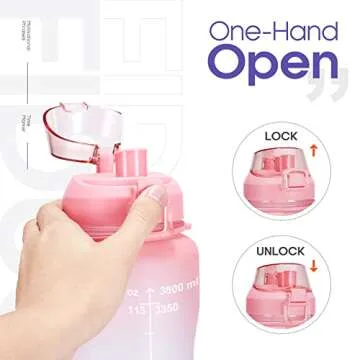 Fidus Large 1 Gallon/128oz Motivational Water Bottle with Time Marker & Straw,Leakproof Tritan BPA Free Water Jug,Ensure You Drink Enough Water Daily for Fitness-Pink/Blue Gradient