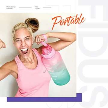 Fidus Large 1 Gallon/128oz Motivational Water Bottle with Time Marker & Straw,Leakproof Tritan BPA Free Water Jug,Ensure You Drink Enough Water Daily for Fitness-Pink/Blue Gradient