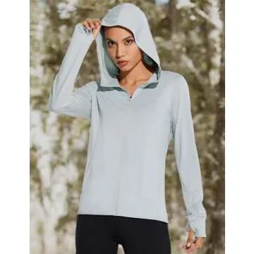 BALEAF Women's SPF UPF 50+ UV Protection Zip Up Sun Shirt Long Sleeve Hoodie Jackets Cooling Outdoor Hiking Fishing Grey S