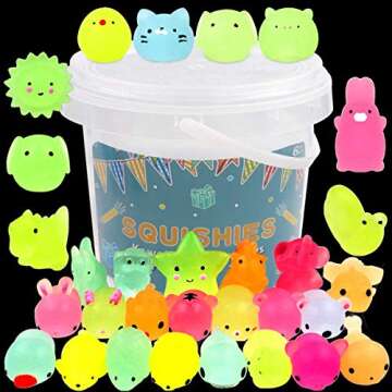POKONBOY 23 Pack Squishies Mochi Squishy Toys Glow in The Dark Party Favors for Kids - Mini Kawaii S...