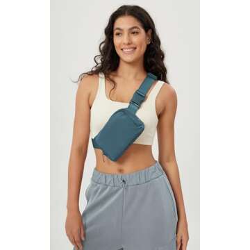 ODODOS Unisex Mini Belt Bag with Adjustable Strap Small Fanny Pack for Workout Running Traveling Hiking, Blue