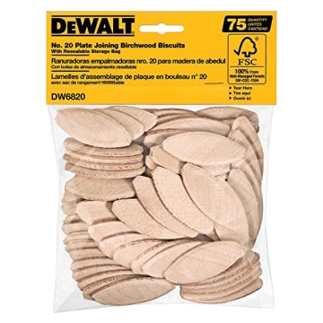 DEWALT 75-Piece Joiner Biscuits for Strong Woodworking Joints