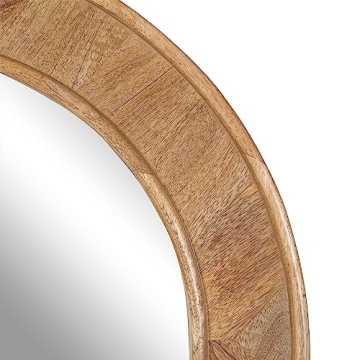 Yahna Round Wood Wall Mirror with Unique Design
