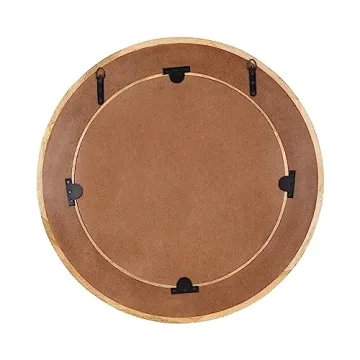 Yahna Round Wood Wall Mirror with Unique Design