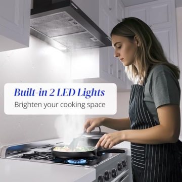 FIREGAS 30 Inch Black Range Hood with LED Lights