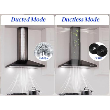 FIREGAS 30 Inch Black Range Hood with LED Lights