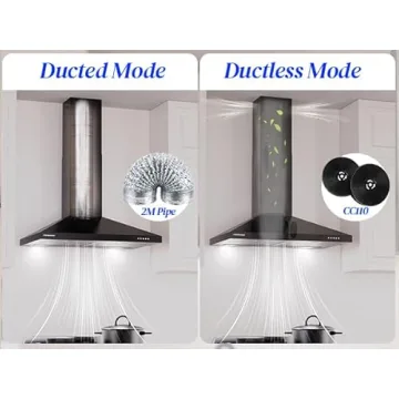 FIREGAS 30 Inch Black Range Hood with LED Lights