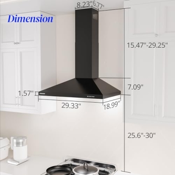 FIREGAS 30 Inch Black Range Hood with LED Lights