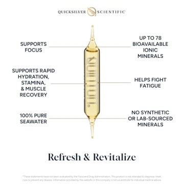 Quicksilver Scientific Original Quinton Hypertonic Solution - Sea Water Hydration - Liquid Minerals with Electrolytes for Muscle Recovery, Stamina+Mineral Replenishment (30 Single Serving Glass Vials)