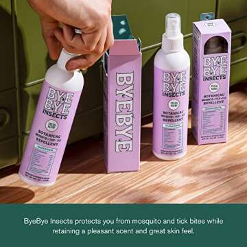 Bye Bye Insects Mosquito Repellent | Travel Size Mosquito, Tick and Fly Repellent | Effective, Essential Oil Bug Spray with Geraniol, Rosemary, Peppermint, and Citronella | 4 oz