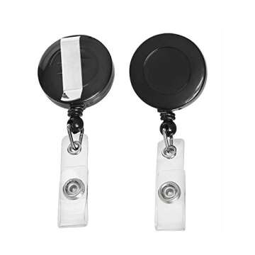 JANYUN 100 Pcs Black Badge Reels Retractable Badges Holder for ID Card Keychain Whistles Lanyards fo...