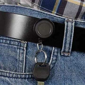 JANYUN 100 Pcs Black Badge Reels Retractable Badges Holder for ID Card Keychain Whistles Lanyards for School Office