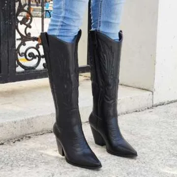 SheSole Women's Stylish Tall Cowgirl Cowboy Boots for Everyone